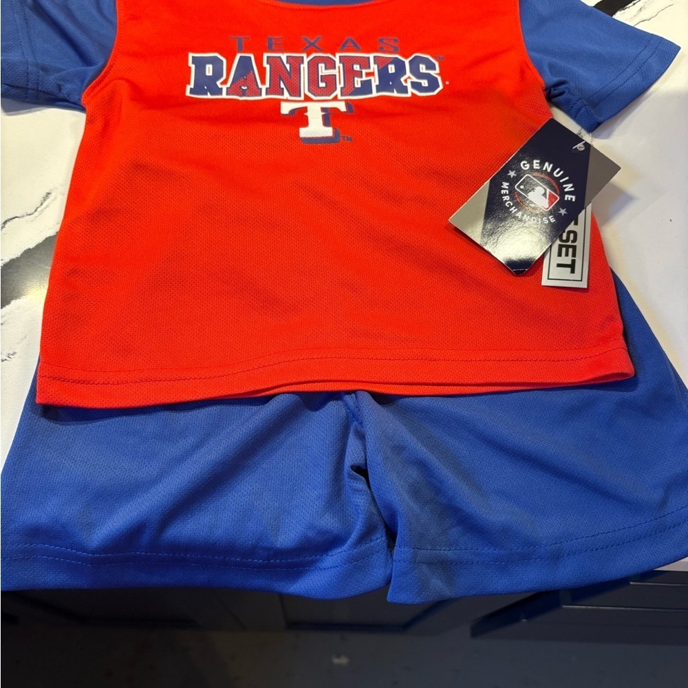 Genuine Merchandise Kids Texas Rangers Red & Blue Tee and Shorts Set